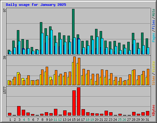 Daily usage for January 2025